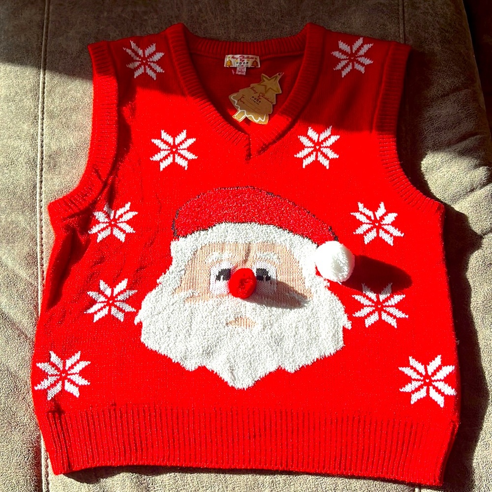 Christmas Closet Clearance Boutique Sale NEW Santa Claus Red Nose Snowflake Vest